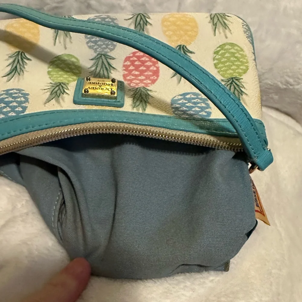 Dooney & Bourke Multicolor Pineapple Print Wristlet with Turquoise Trim